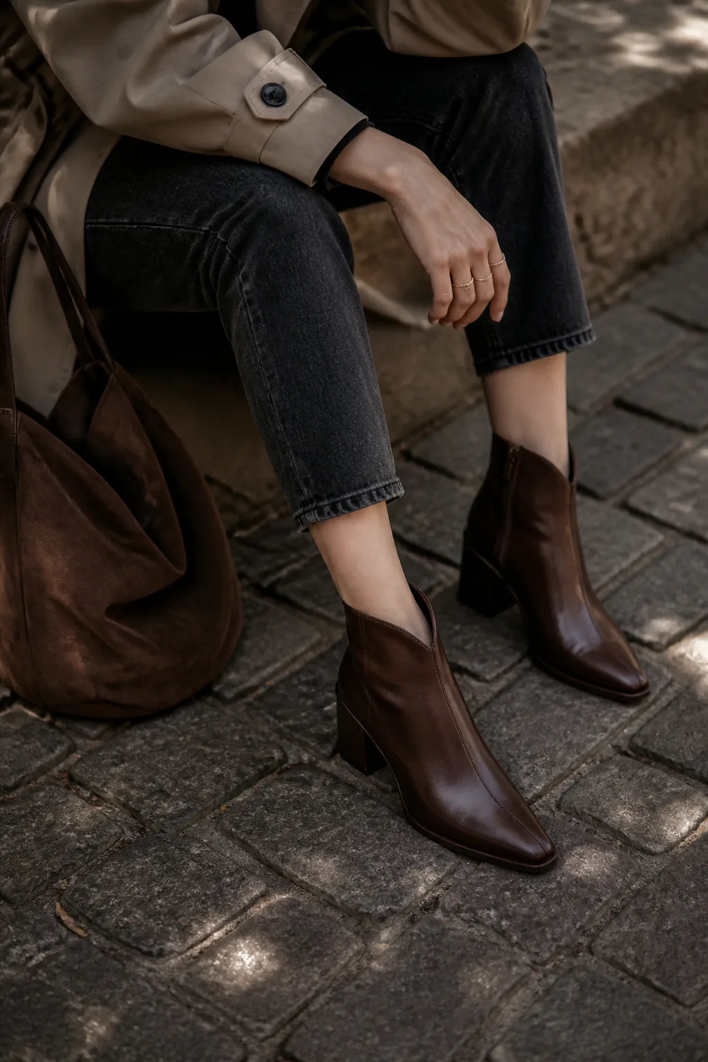 Leather shoes styled in lifestyle light