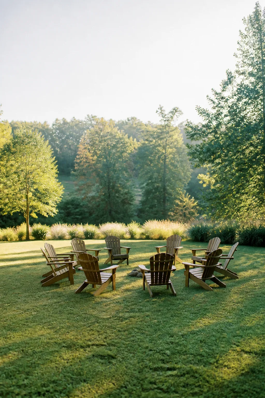 Outdoor retreat chairs in a circle