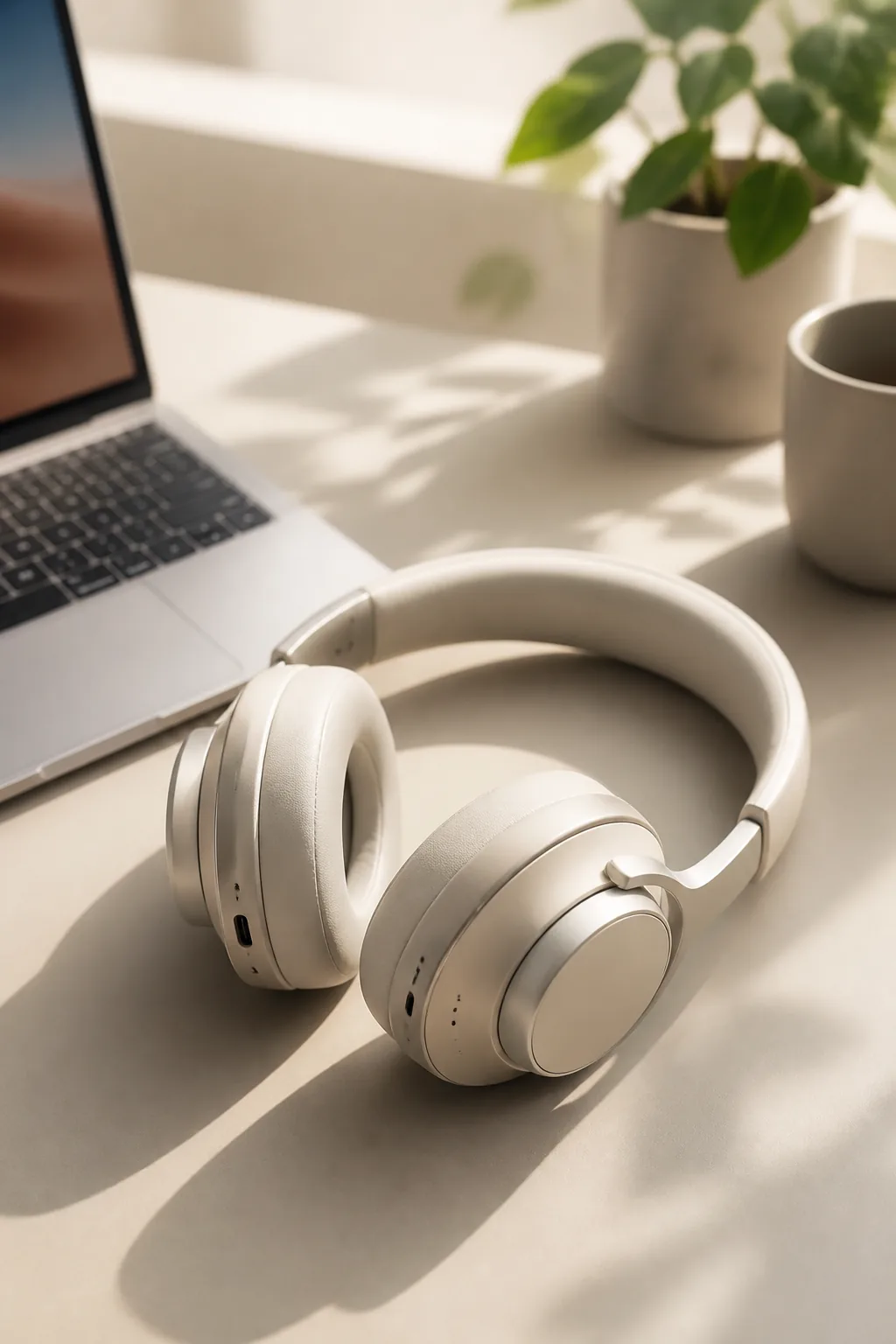 Headphones on a modern desk