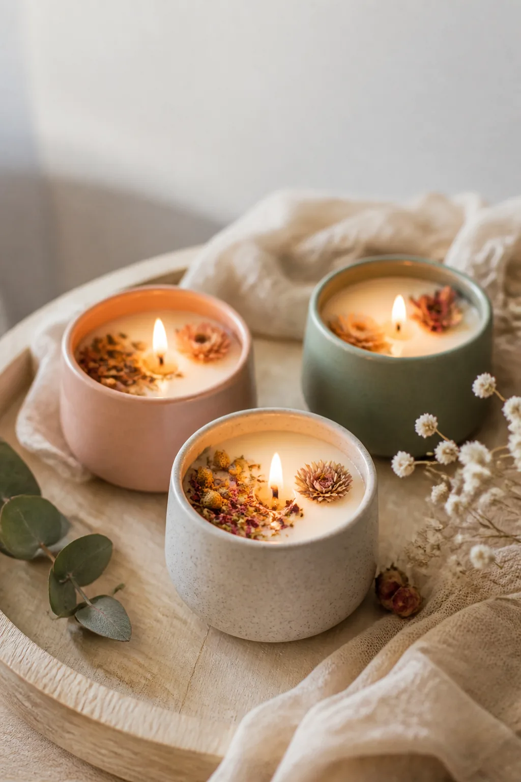 Handmade soy candles with botanicals