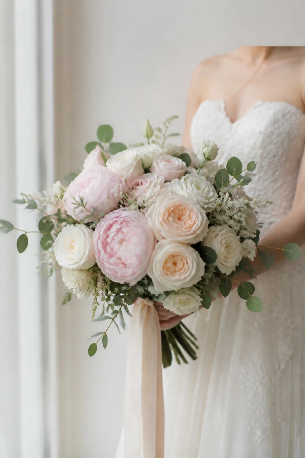 Wedding bouquet in soft natural light