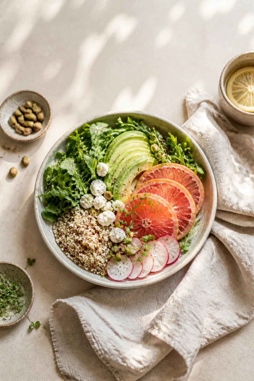 Brunch bowl with citrus and greens