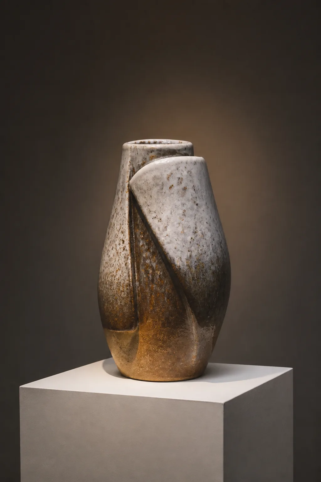 Ceramic object on a gallery pedestal