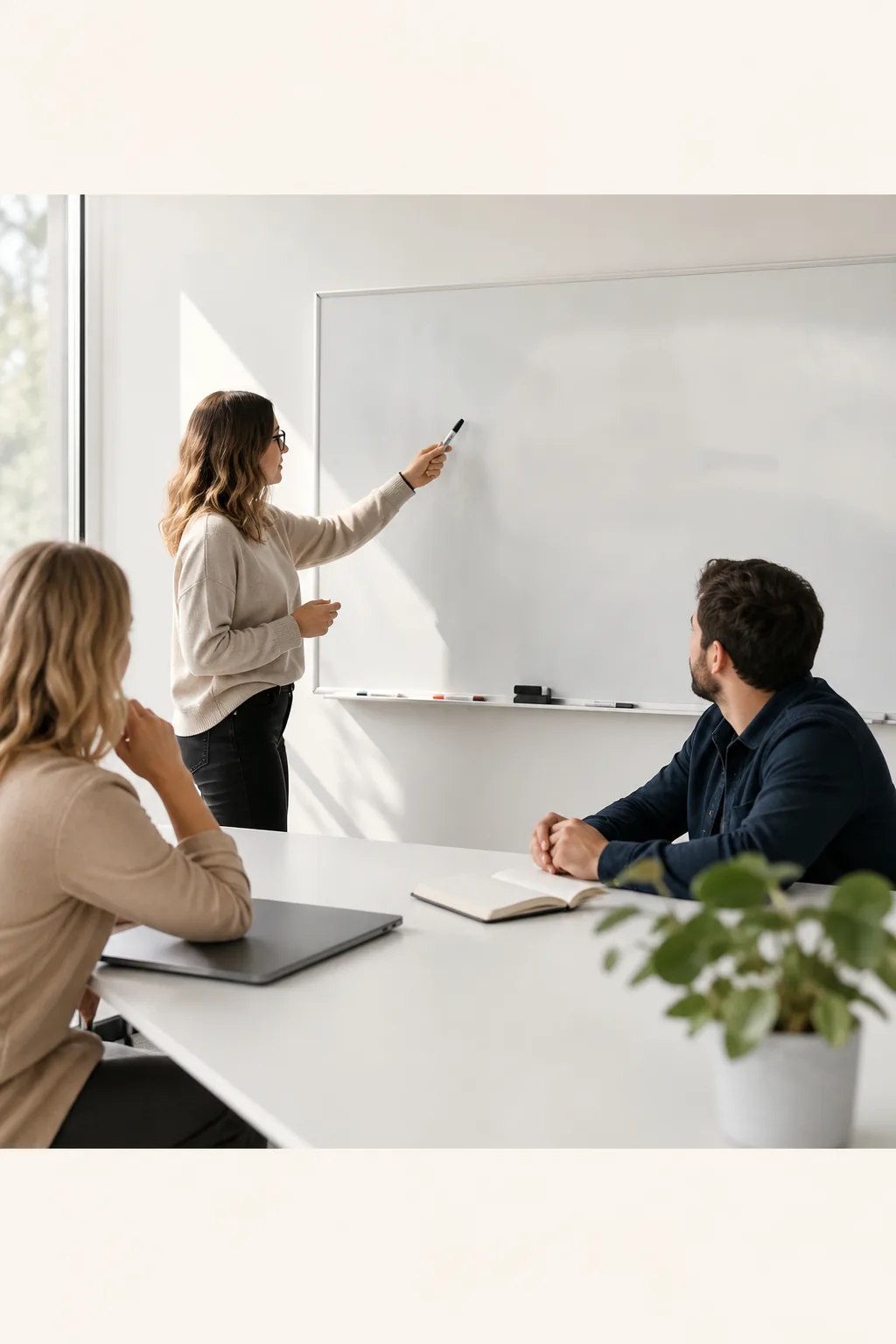 Team meeting in a bright conference room